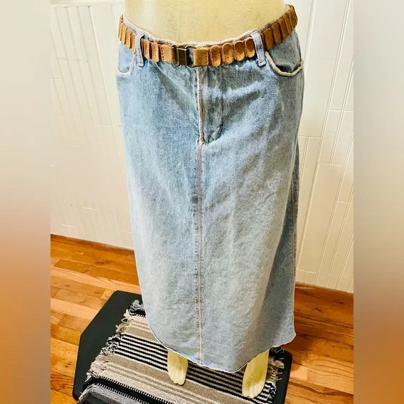 Sundance Blue A-Line Denim Maxi Jean Skirt - Picture 5 of 11